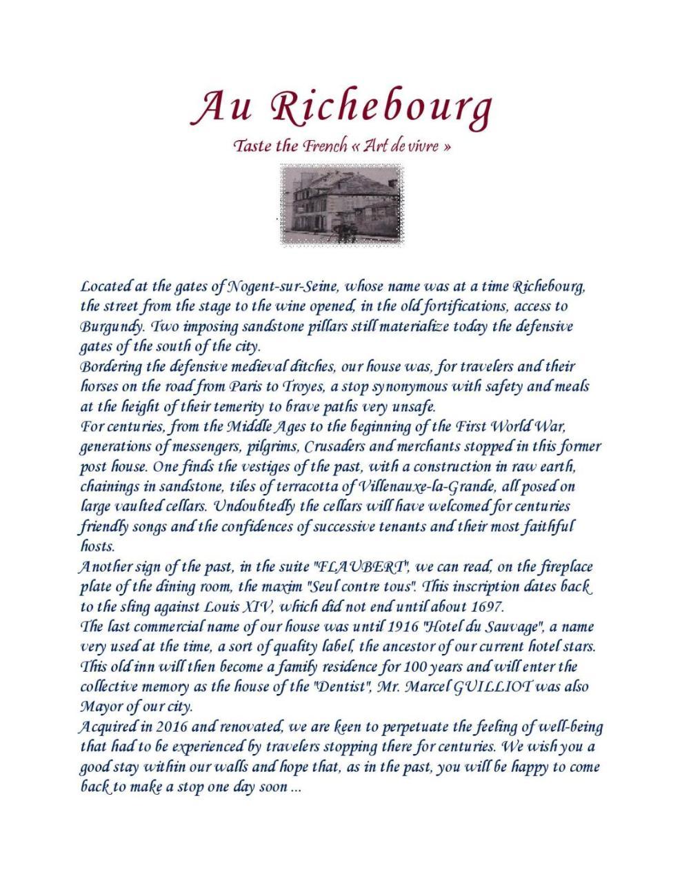 Bed and Breakfast Au Richebourg Nogent Exterior foto